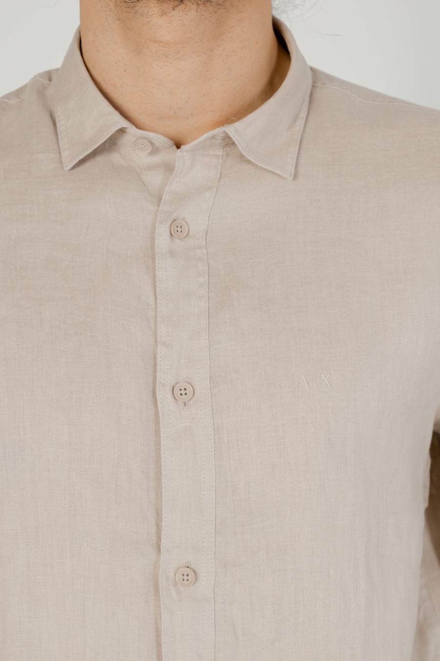 Uomo Armani Exchange | Camicia Manica Lunga Armani Exchange Beige