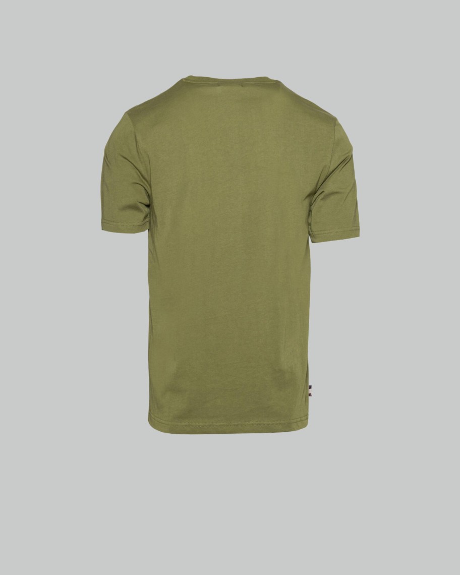 Uomo Aquascutum | T-Shirt Aquascutum Active Stripes Verde Oliva