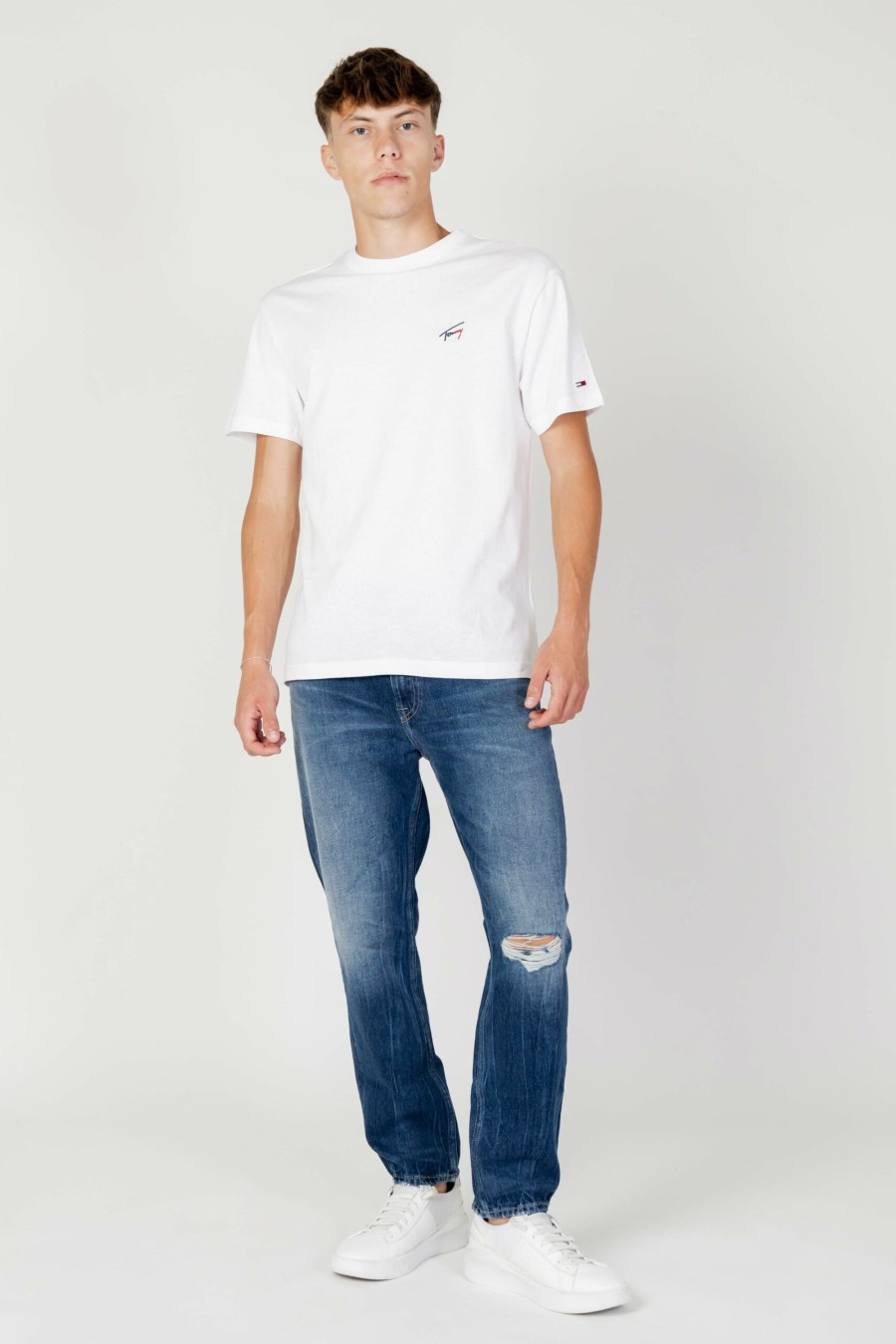 Uomo Tommy Hilfiger | T-Shirt Tommy Hilfiger Tjm Clsc Signature T Bianco