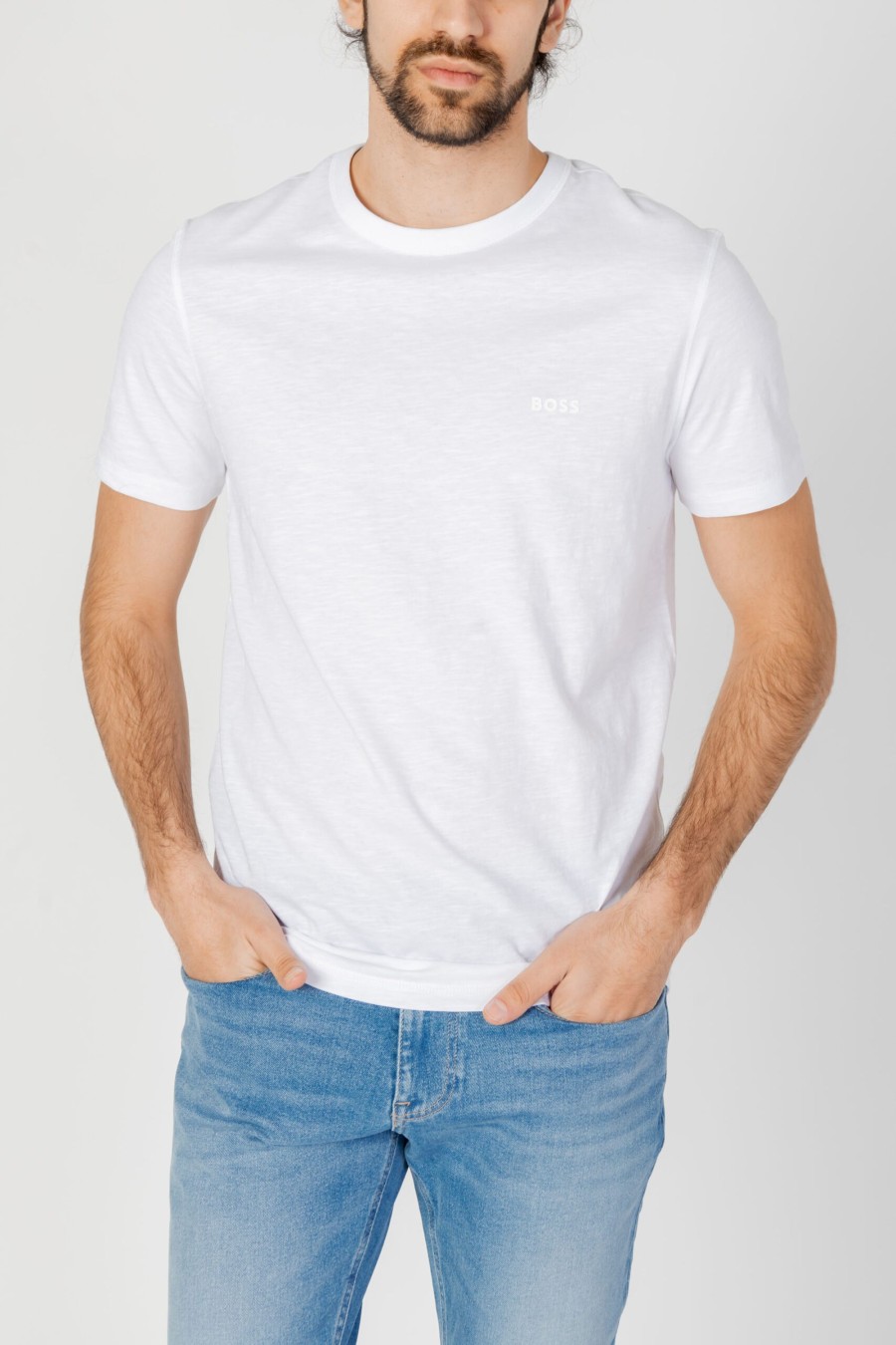 Uomo Boss | T-Shirt Boss Tegood 10240843 01 Bianco