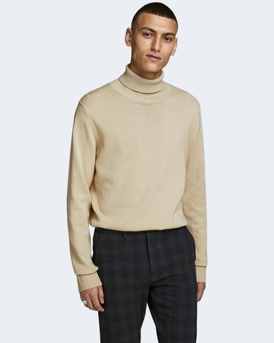 Uomo Jack Jones | Dolcevita Jack Jones Jjeemil Knit Roll Neck Noos Beige