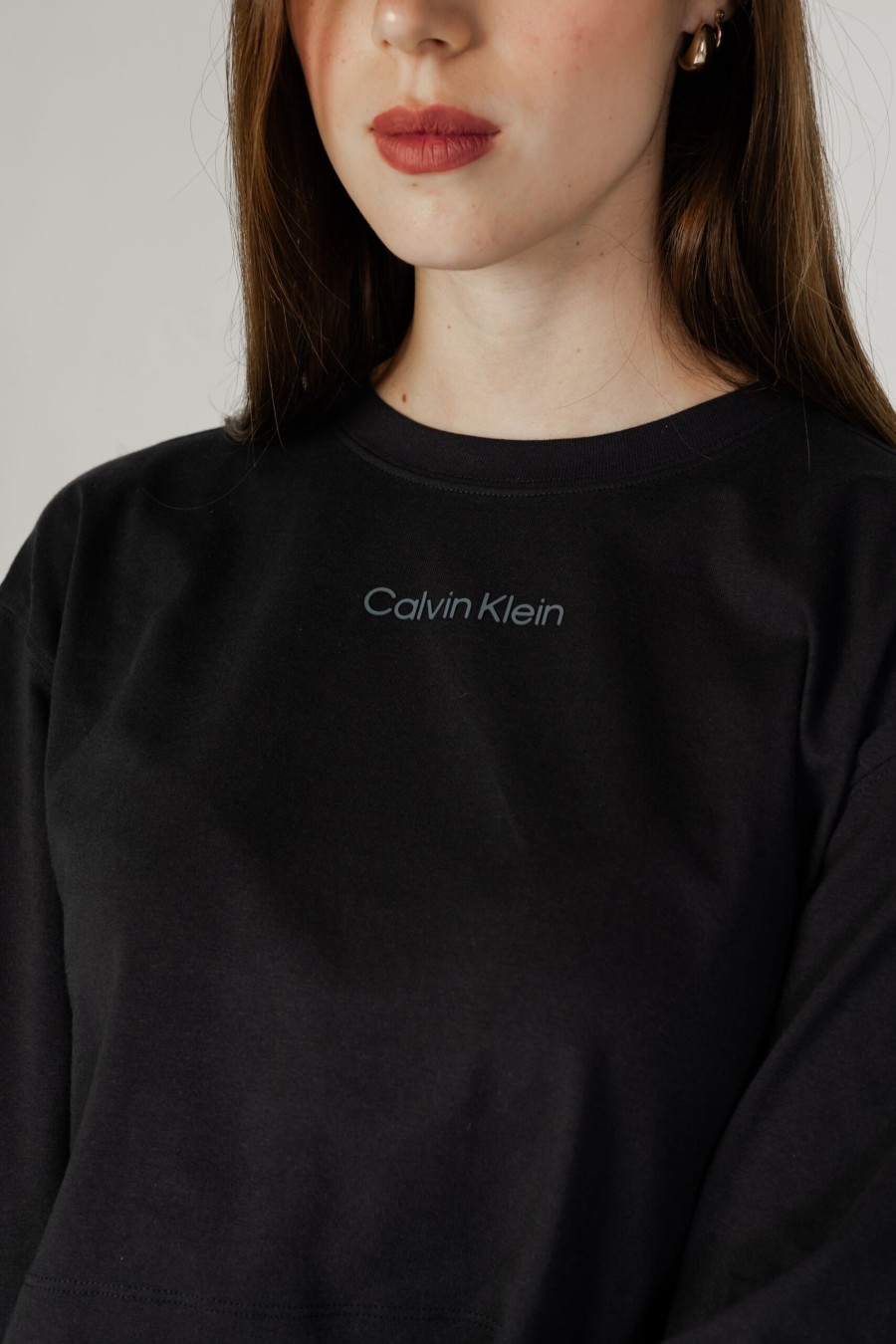 Donna Calvin Klein Sport | T-Shirt Manica Lunga Calvin Klein Sport Pw - Ls Top (Cropped Nero