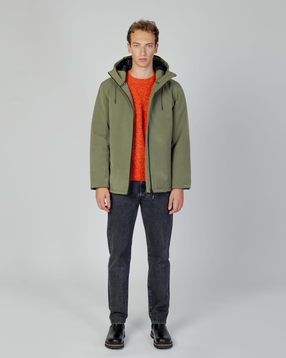 Uomo Aquascutum | Parka Aquascutum Active Hydro Mid Parka Verde Oliva