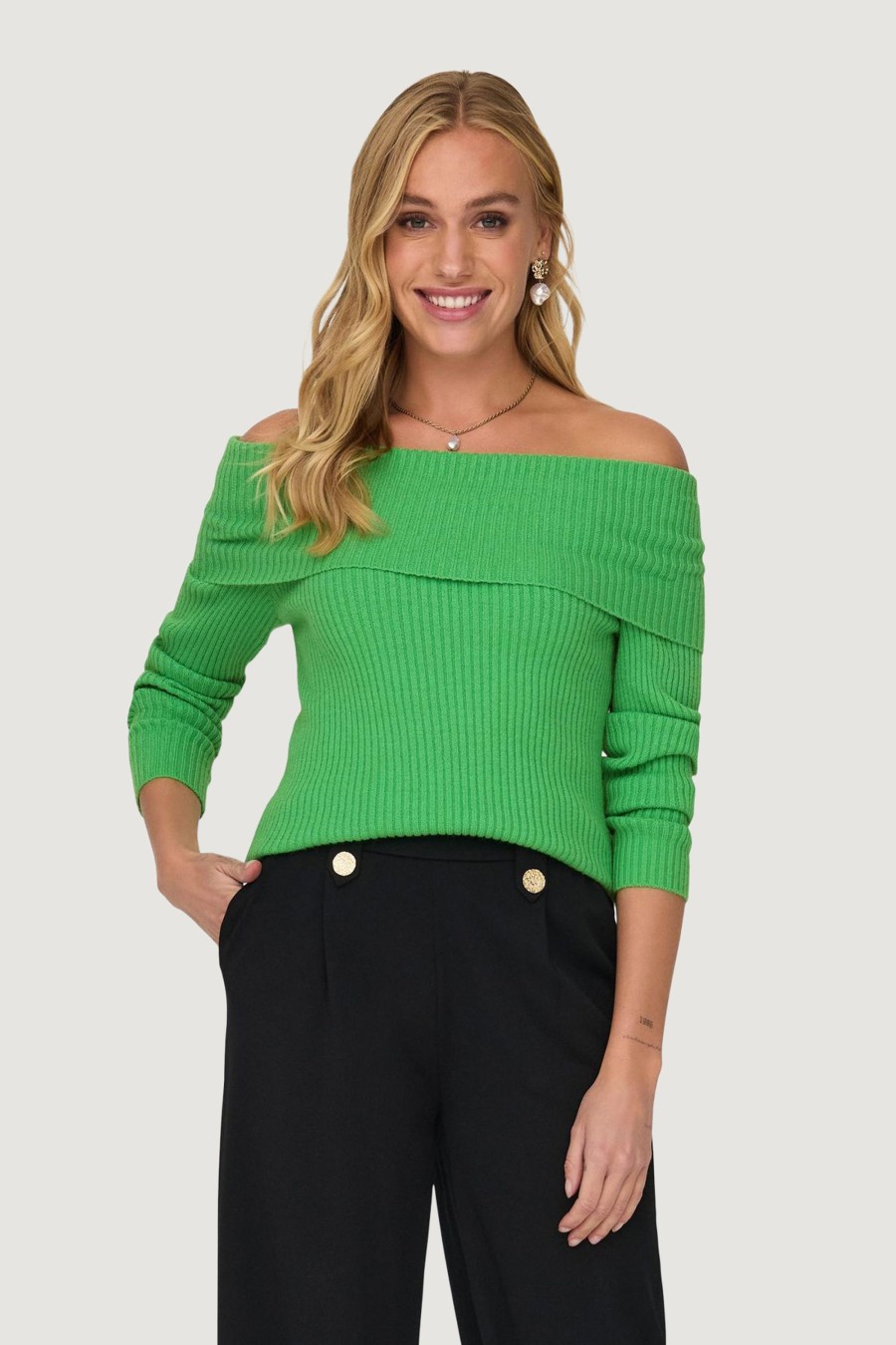 Donna Only | Maglione Only Onlkatia Ls Off Shoulder Knt Verde