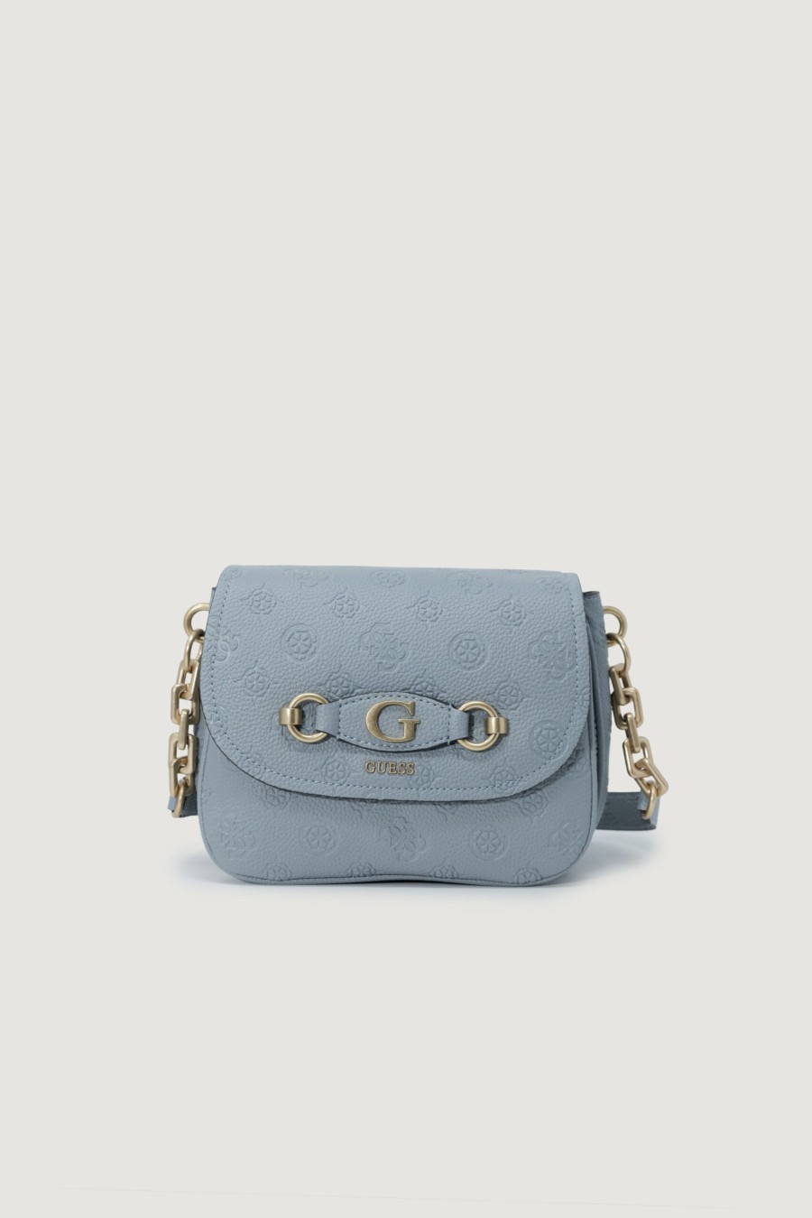 Donna Guess | Borsa Guess Izzy Peony Tri Cmprtmnt Flap Denim Chiaro