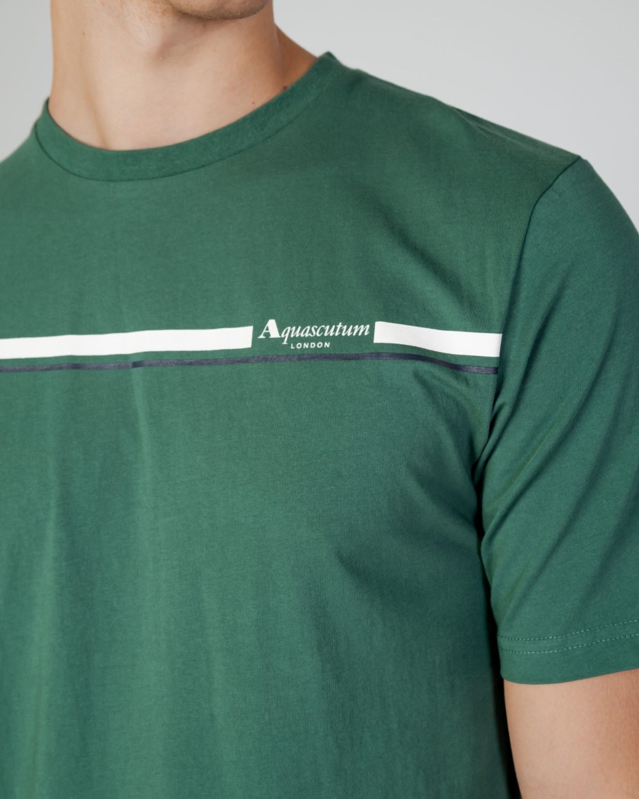 Uomo Aquascutum | T-Shirt Aquascutum Active Stripes Verde