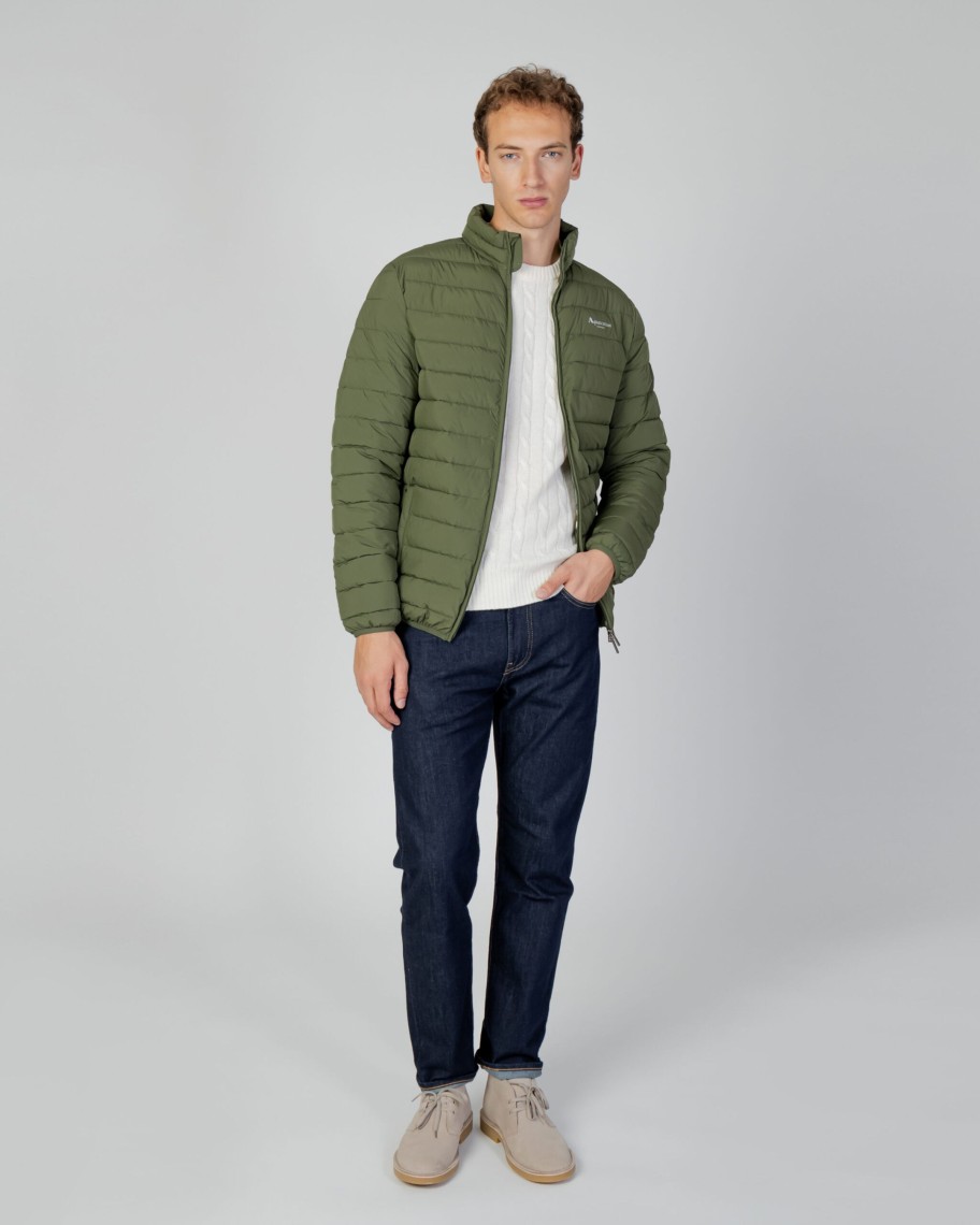 Uomo Aquascutum | Giacchetto Aquascutum Active 100Gr Mock Neck Jacket Verde Oliva