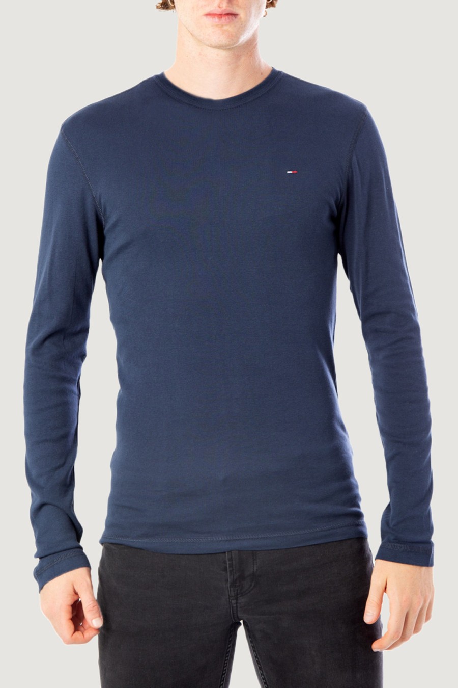 Uomo Tommy Hilfiger | T-Shirt Manica Lunga Tommy Hilfiger Original Rib Longsleeve Tee Blu