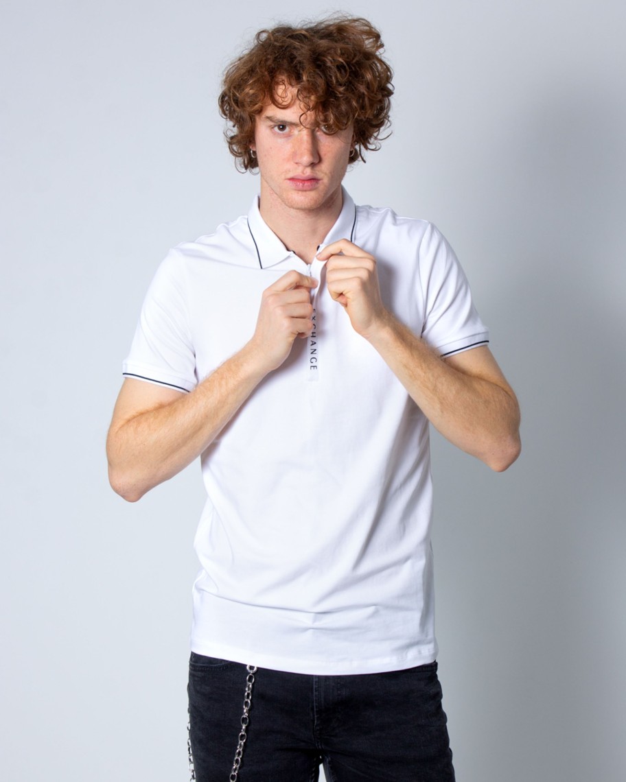 Uomo Armani Exchange | Polo Manica Corta Armani Exchange Bianco