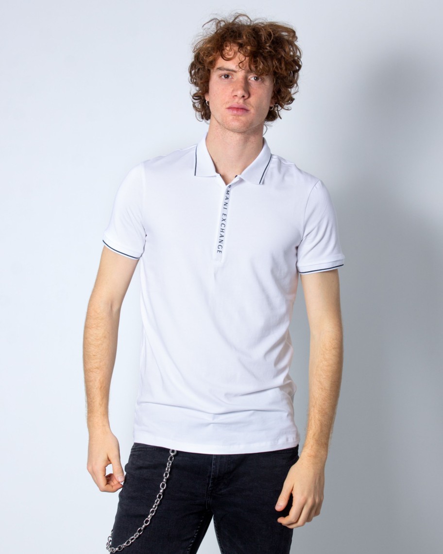 Uomo Armani Exchange | Polo Manica Corta Armani Exchange Bianco