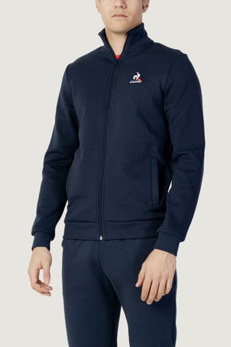 Uomo Le Coq Sportif | Felpa Senza Cappuccio Le Coq Sportif Ess Fz N°4 Blu Marine