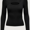 Donna Only | Maglia Only Onlashley Ls Peakaboo Oneck Knt Nero