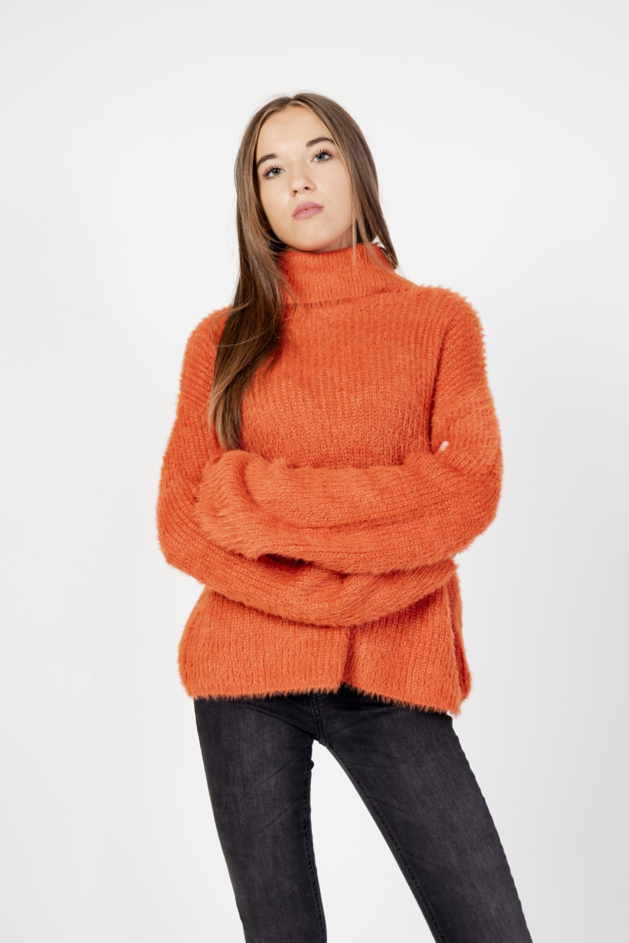 Donna Jacqueline de Yong | Maglione Jacqueline De Yong Jdyjola Mia L/S Hn Wide Slv. Pull Knt Mattone