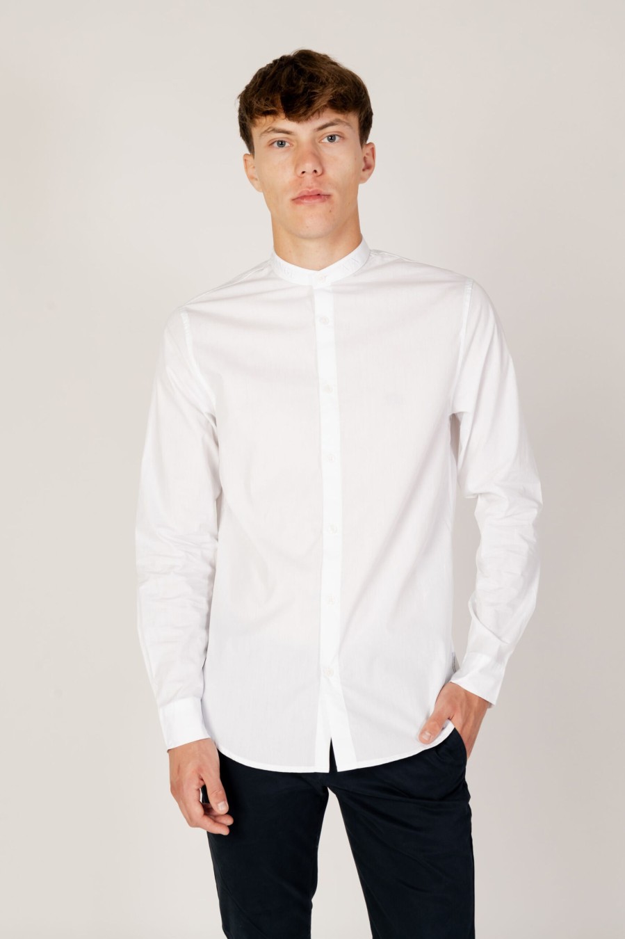 Uomo Armani Exchange | Camicia Manica Lunga Armani Exchange Bianco