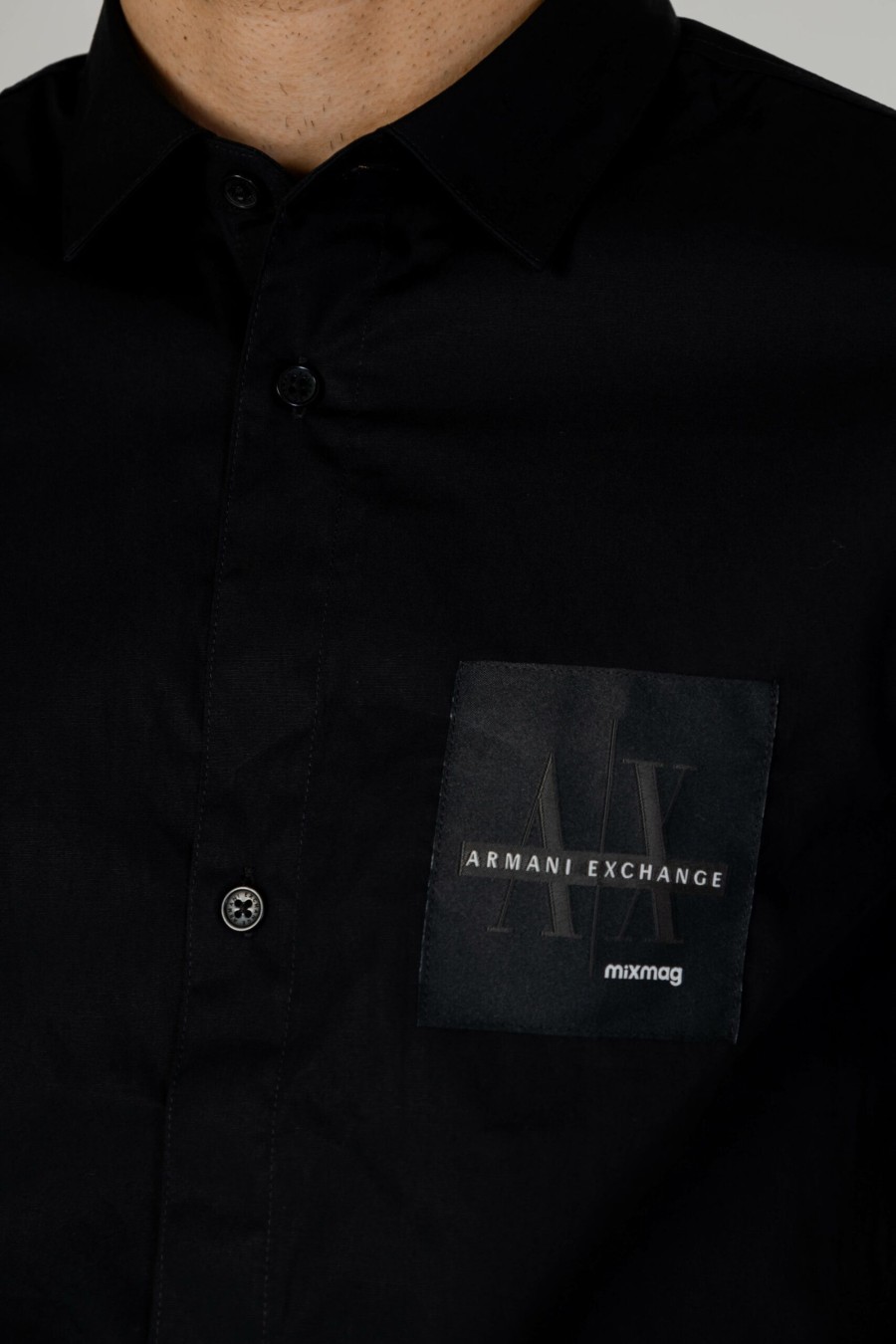 Uomo Armani Exchange | Camicia Manica Corta Armani Exchange Nero