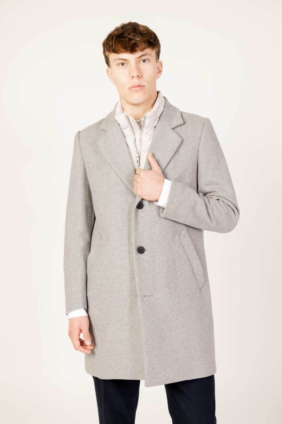 Uomo Antony Morato | Cappotto Antony Morato Rupert Regular Fit Grigio Chiaro