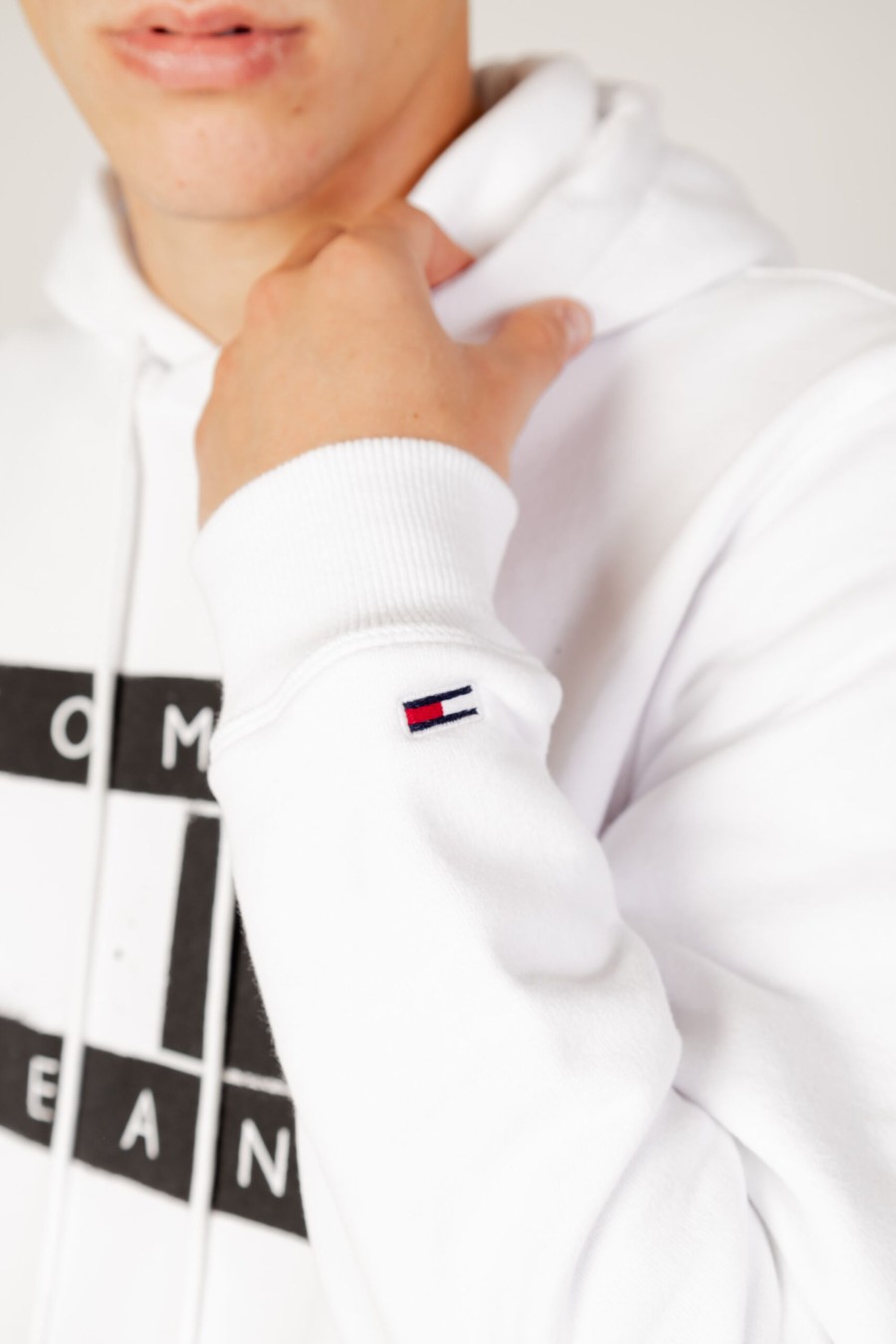 Uomo Tommy Hilfiger | Felpa Con Cappuccio Tommy Hilfiger Tjm Reg Flag Spray H Bianco