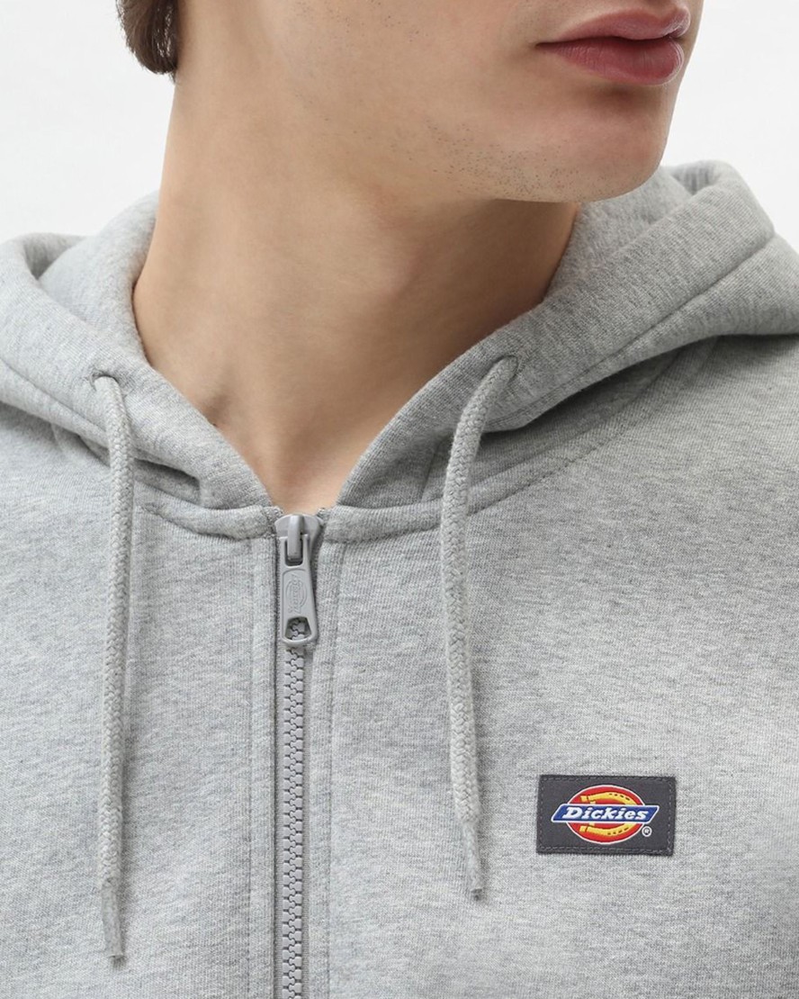 Uomo Dickies | Felpa Con Cappuccio Dickies Oakport Zip Grigio