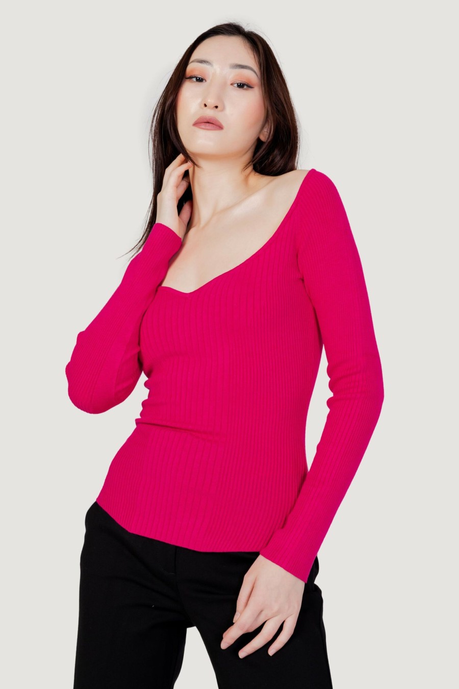 Donna Guess | Maglia Guess Ls Lena Fuxia