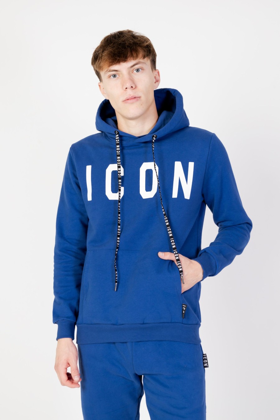 Uomo Icon | Felpa Con Cappuccio Icon Logo Blu