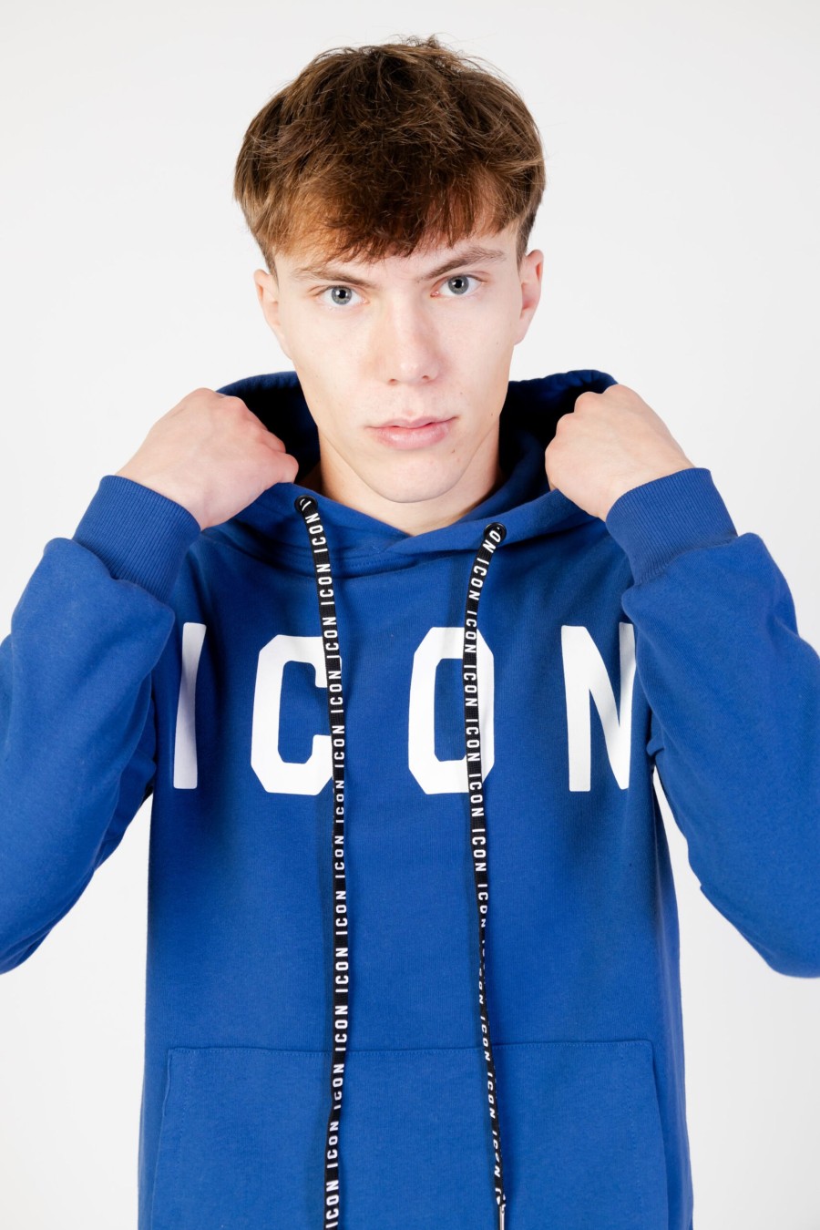 Uomo Icon | Felpa Con Cappuccio Icon Logo Blu