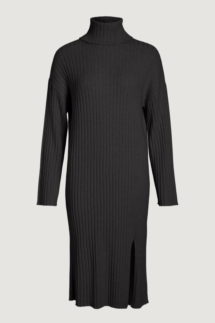 Donna Vila Clothes | Vestito Midi Vila Clothes Viril L/S Rollneck Knit Midi Grigio Scuro