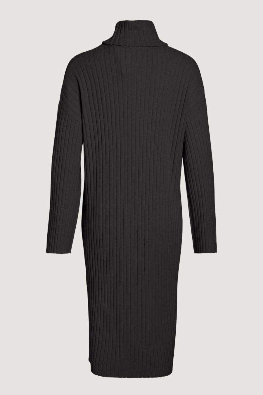 Donna Vila Clothes | Vestito Midi Vila Clothes Viril L/S Rollneck Knit Midi Grigio Scuro