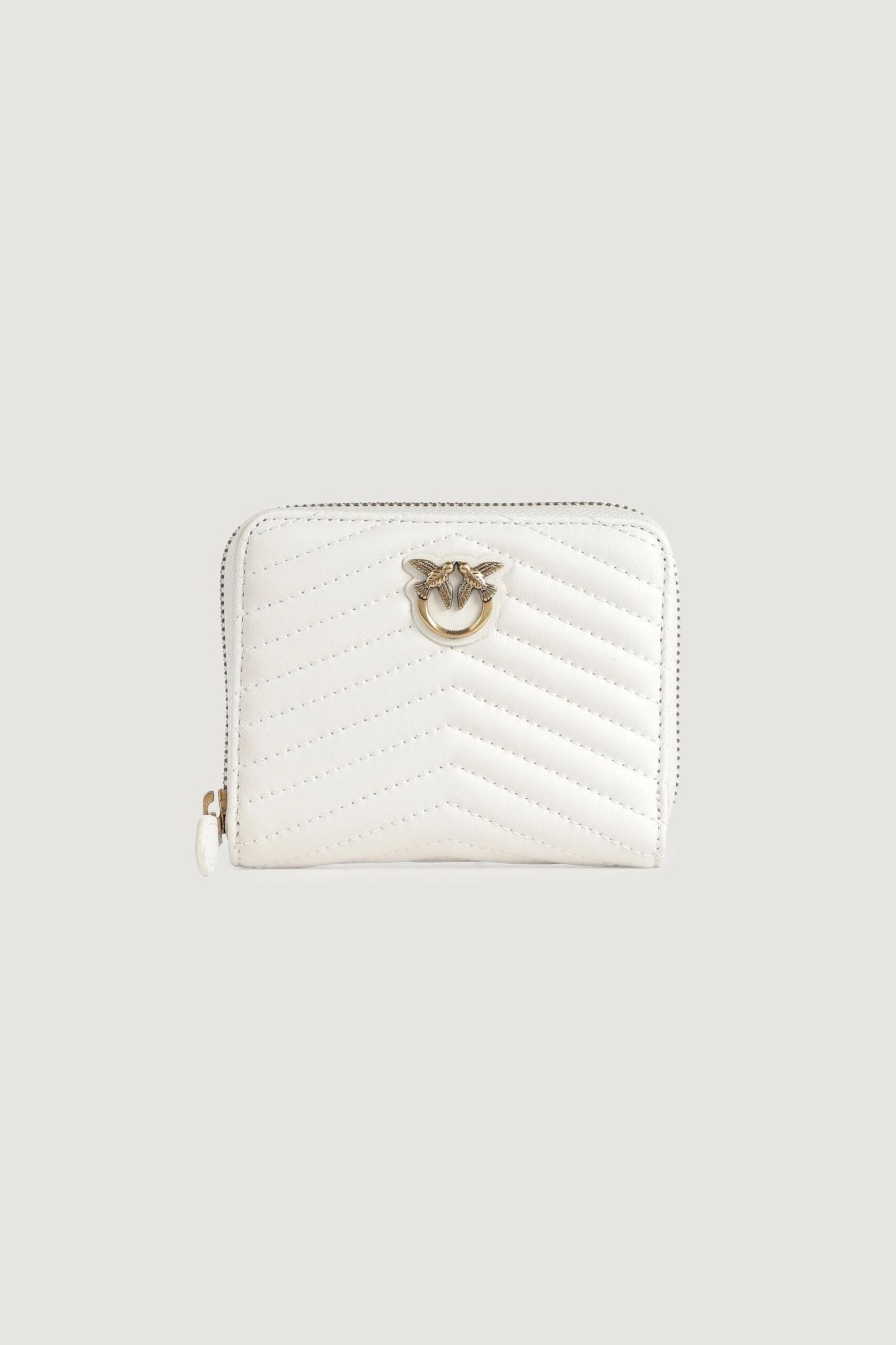 Donna Pinko | Portafoglio Grande Pinko Taylor Zip Around Sheep Nappa Bianco