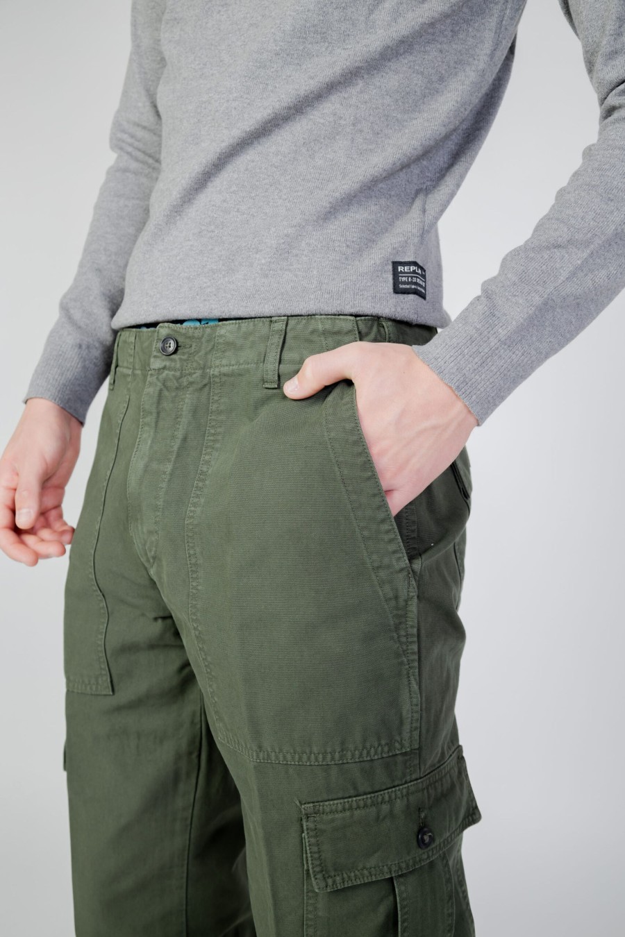 Uomo Liu-jo | Pantaloni Liu-Jo Cargworkwash Verde Oliva