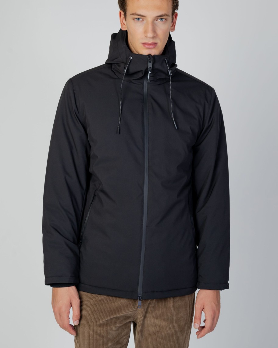 Uomo Aquascutum | Parka Aquascutum Active Shell Mid Parka Nero