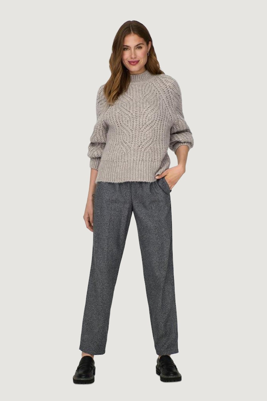 Donna Only | Pantaloni Regular Only Onlshay Hw Hb Pull-Up Pant Tlr Grigio