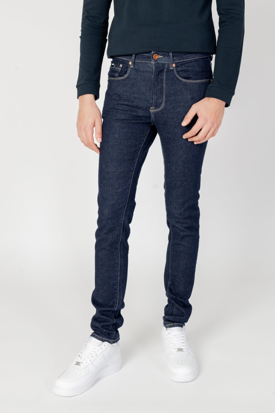 Uomo Gas | Jeans Tapered Gas Sax Zip Rev Blue Denim Scuro