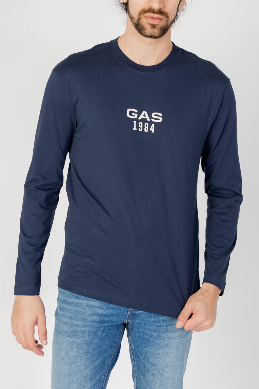 Uomo Gas | Polo Manica Lunga Gas Dharis M/L 1984 Blu