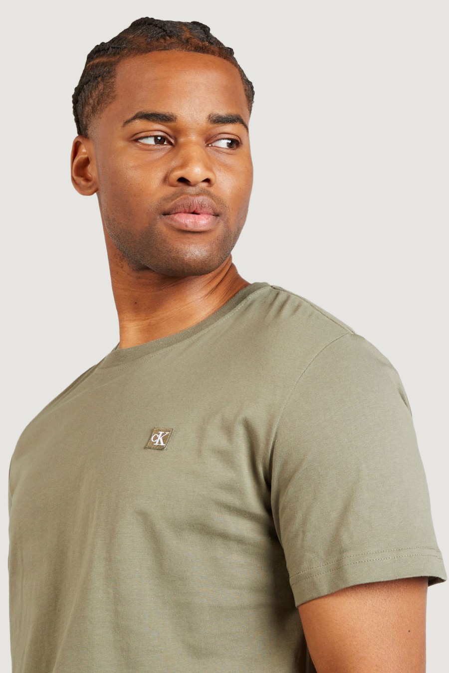 Uomo Calvin Klein | T-Shirt Calvin Klein Embro Badge Verde Oliva