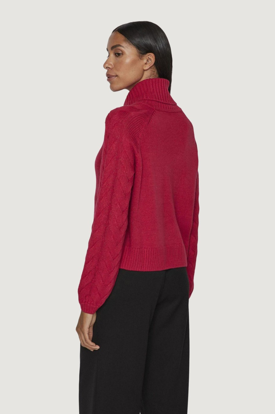 Donna Vila Clothes | Maglione Vila Clothes Vioa L/S Cable Rollneck Knit Top/Pb Magenta