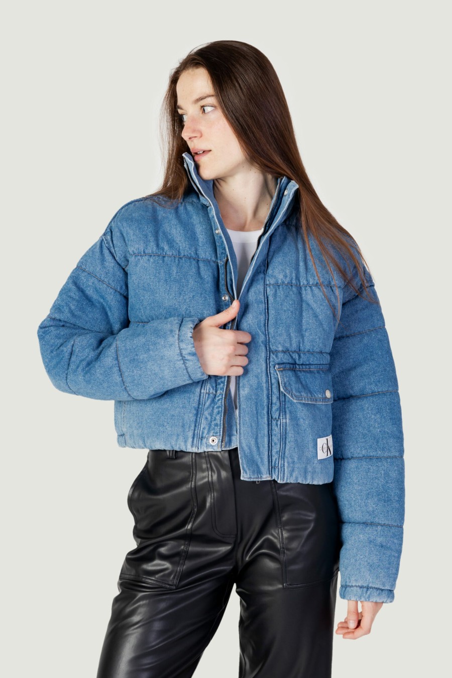 Donna Calvin Klein | Piumino Calvin Klein Light Denim Puffer Denim