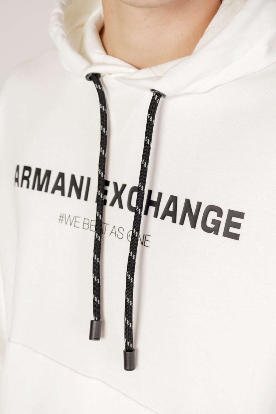 Uomo Armani Exchange | Felpa Con Cappuccio Armani Exchange Bianco