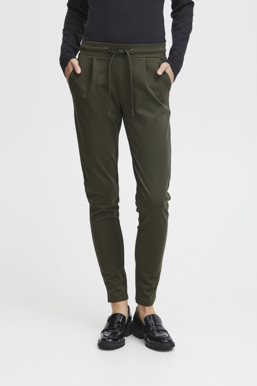 Donna Ichi | Pantaloni A Sigaretta Ichi Ihkate Pa2 Long Verde Oliva