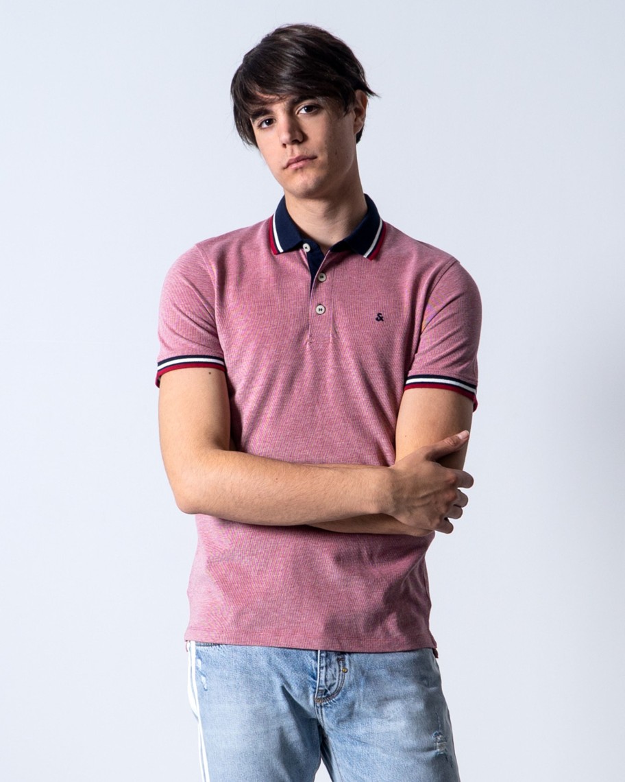 Uomo Jack Jones | Polo Manica Corta Jack Jones Jjepaulos Ss Noos Rosso