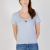 Donna Tommy Hilfiger | T-Shirt Tommy Hilfiger Slim Badge Rib Celeste