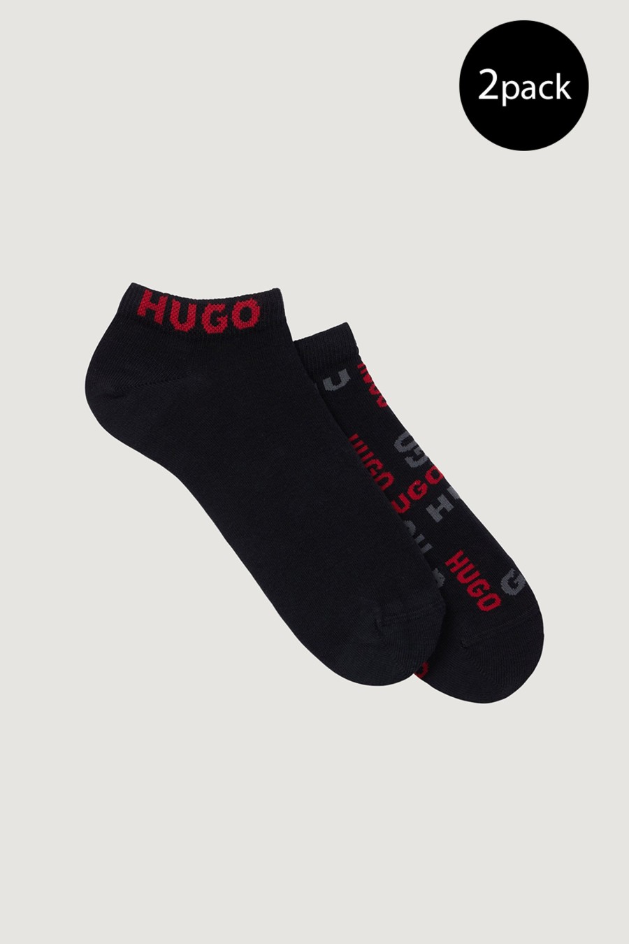 Uomo Hugo | Calzini Corti Hugo 2P As Logoallover Cc 10249362 01 Nero