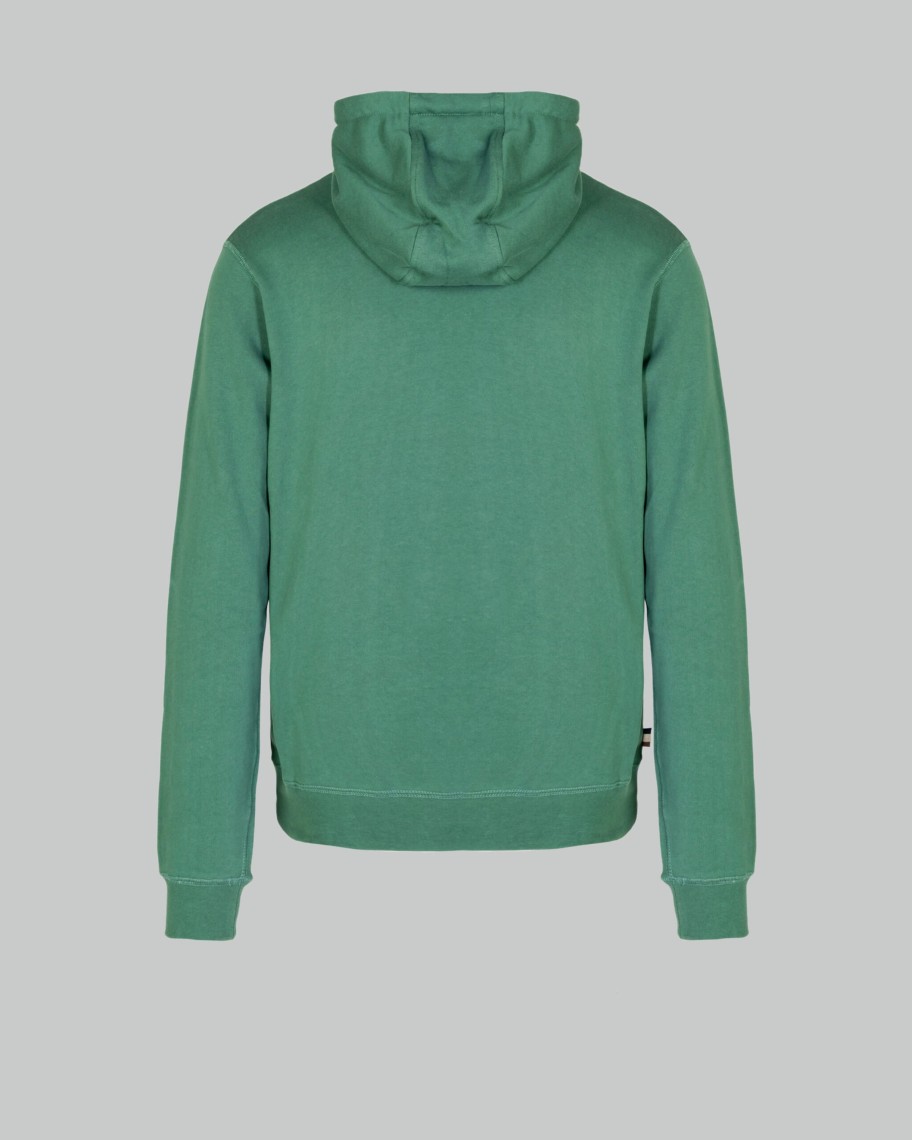 Uomo Aquascutum | Felpa Con Cappuccio Aquascutum Active Small Logo Full Zip Hoodie Fleece Verde