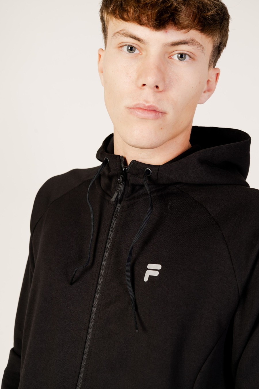 Uomo Fila | Felpa Con Cappuccio Fila Romulus Hooded Track Nero