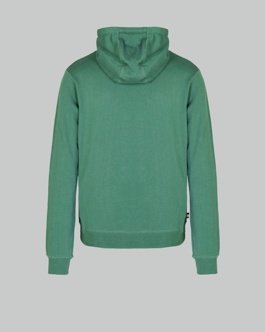 Uomo Aquascutum | Felpa Con Cappuccio Aquascutum Active Small Logo Hoodie Fleece Verde