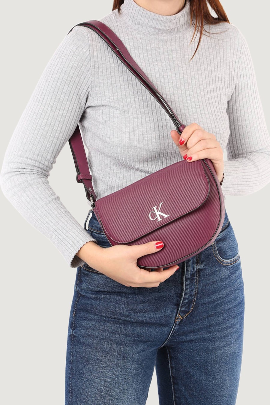 Donna Calvin Klein | Borsa Calvin Klein Minimal Monogram Saddle Vinaccia