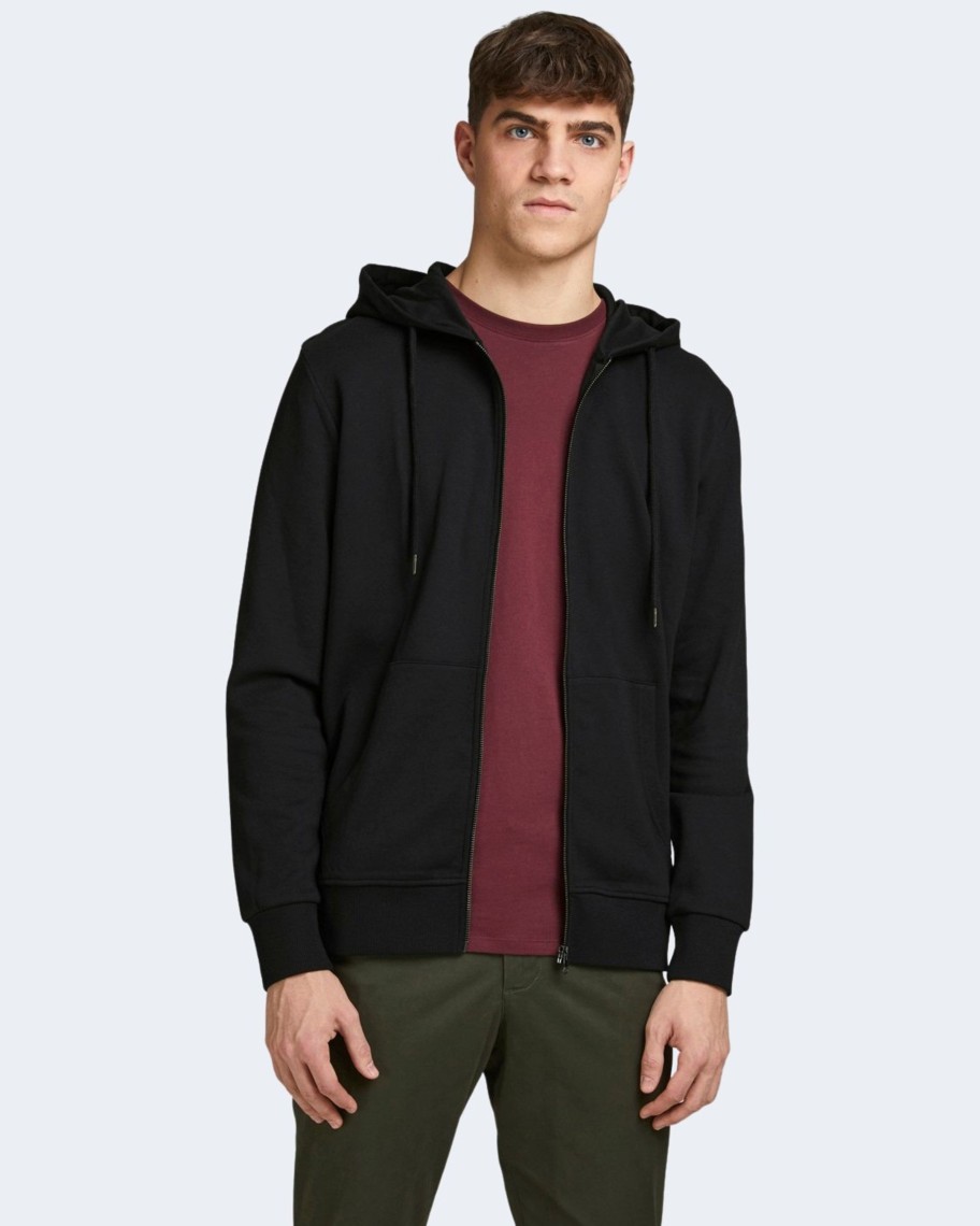 Uomo Jack Jones | Felpa Con Cappuccio Jack Jones Basic Nero