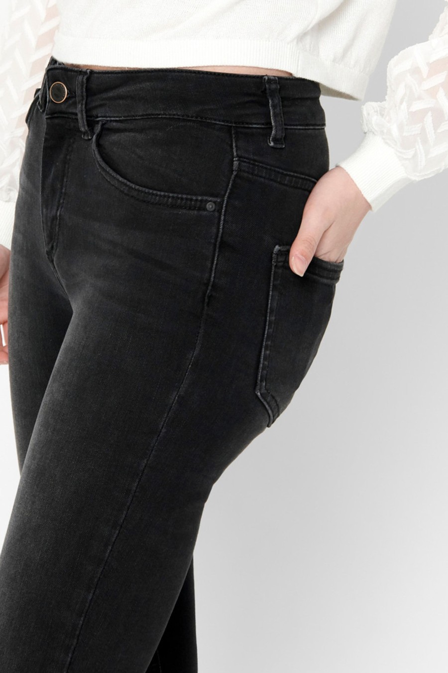 Donna Only | Jeans Skinny Only Blush Life Mid Ank Raw Rea1099 Noos Nero