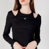 Donna Calvin Klein | T-Shirt Manica Lunga Calvin Klein Double Layer Milano Nero