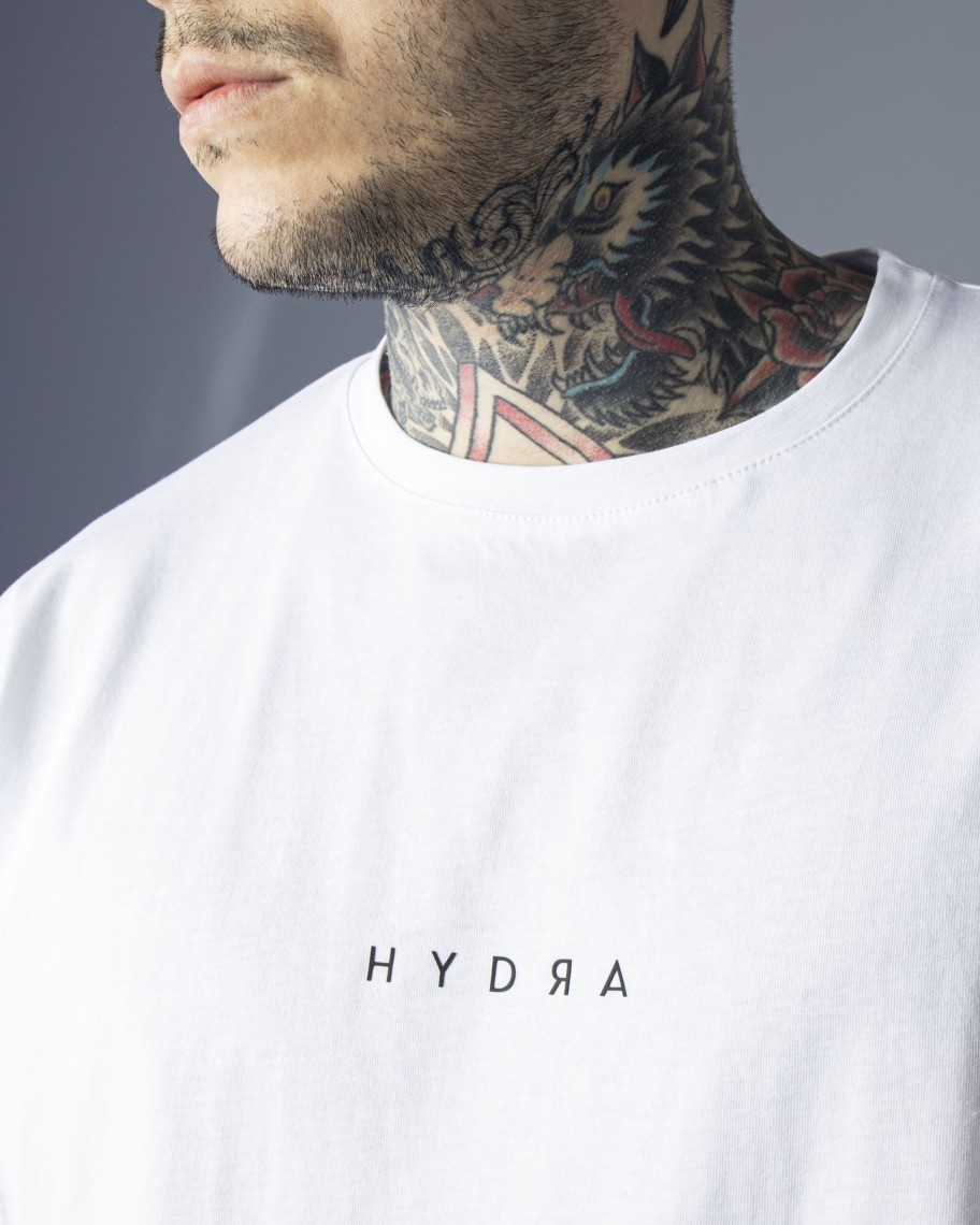 Uomo Hydra Clothing | T-Shirt Hydra Clothing Logo Piccolo Centrale Bianco