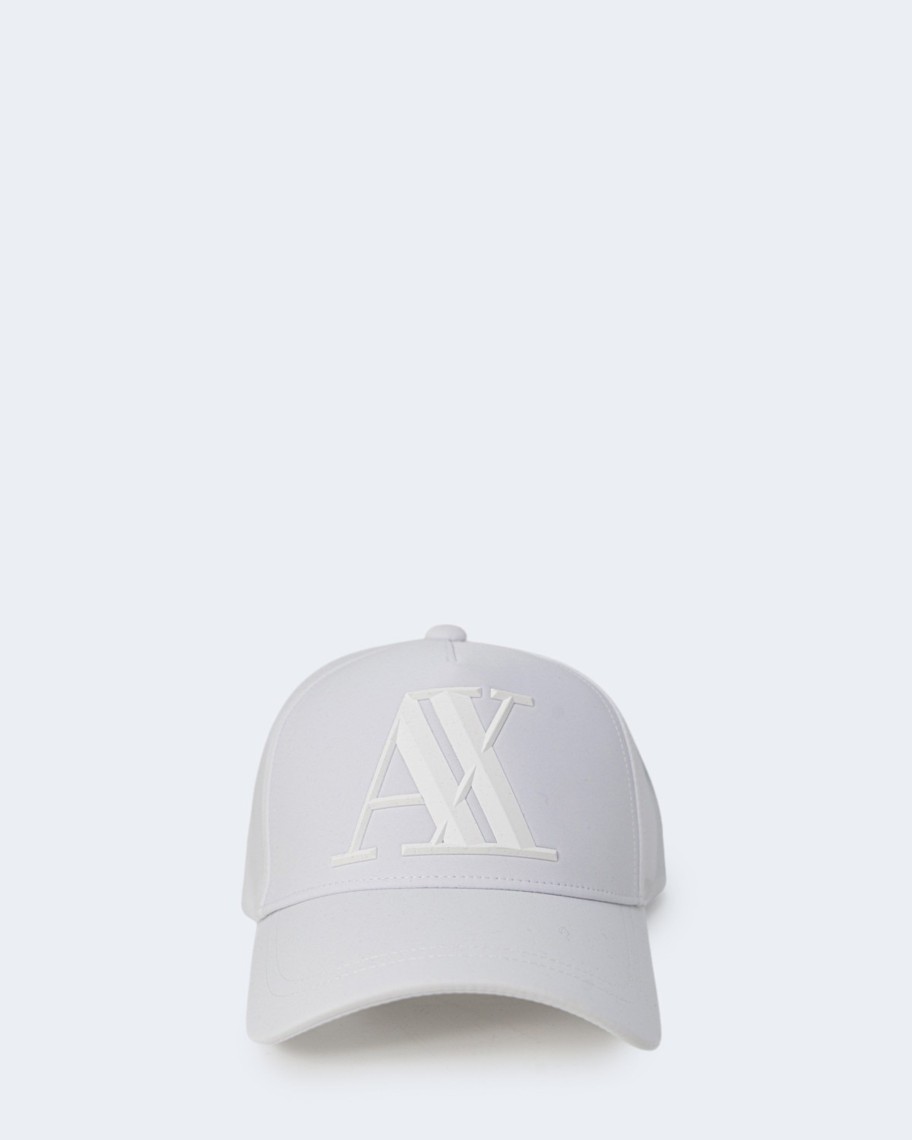 Uomo Armani Exchange | Cappello Con Visiera Armani Exchange Logo Gommato Basic Bianco